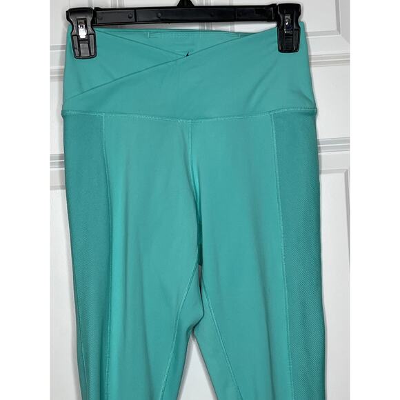 Nike Dri Fit Teal Baby Blue Leggings Size Small Cross Over Front - Picture 2 of 7